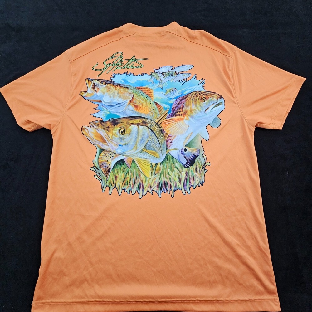 Jason Mathias World Wide Sportsman Fish Orange Short‎ Sleeve T-Shirt Women's M